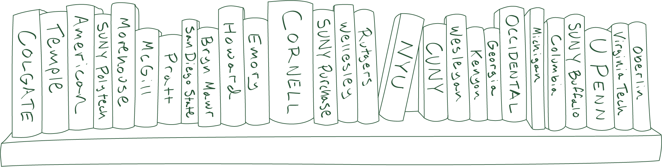 Bookshelf with colleges (3) Bookshelf with colleges (3)