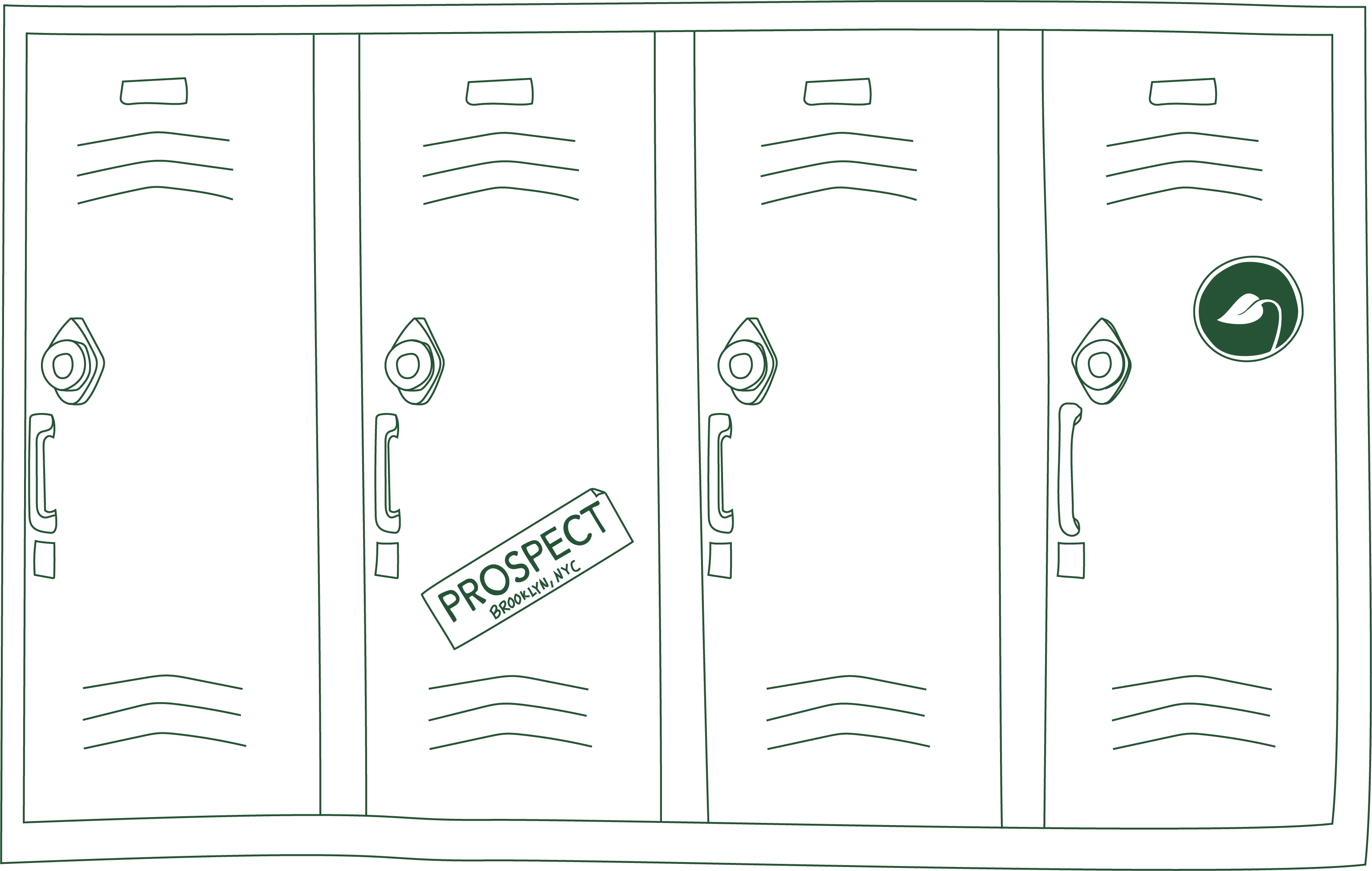 Lockers with stickers_green Lockers with stickers_green